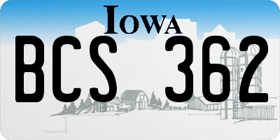 IA license plate BCS362
