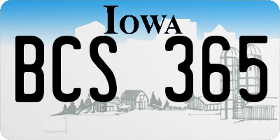 IA license plate BCS365