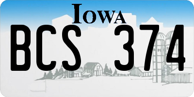IA license plate BCS374