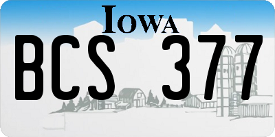 IA license plate BCS377