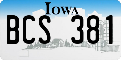 IA license plate BCS381