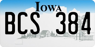 IA license plate BCS384