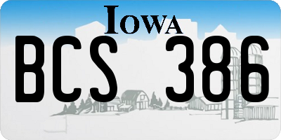IA license plate BCS386