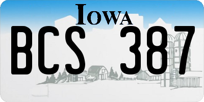 IA license plate BCS387