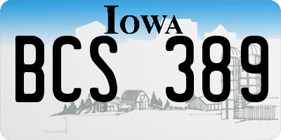 IA license plate BCS389