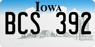 IA license plate BCS392
