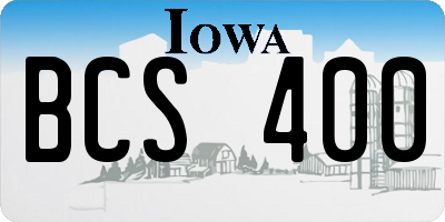 IA license plate BCS400