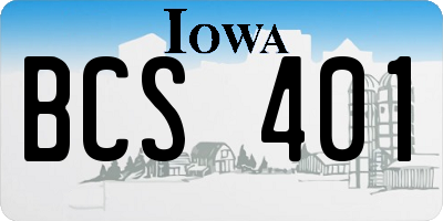 IA license plate BCS401