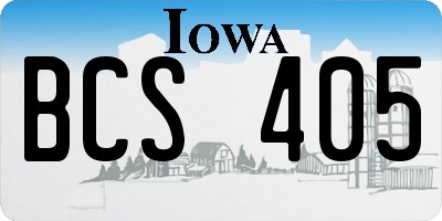IA license plate BCS405