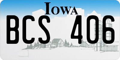 IA license plate BCS406