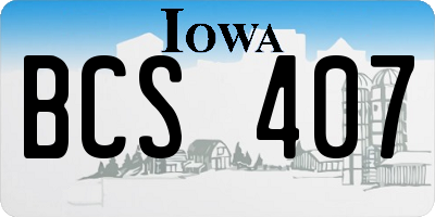 IA license plate BCS407