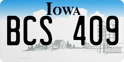 IA license plate BCS409