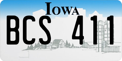 IA license plate BCS411