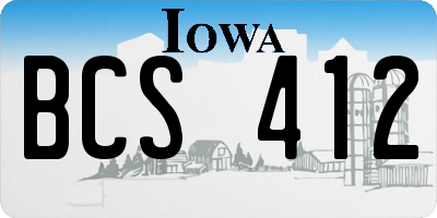 IA license plate BCS412
