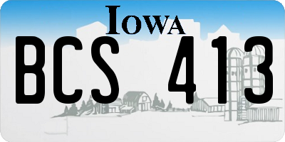 IA license plate BCS413