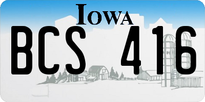 IA license plate BCS416