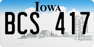 IA license plate BCS417