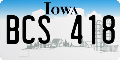 IA license plate BCS418
