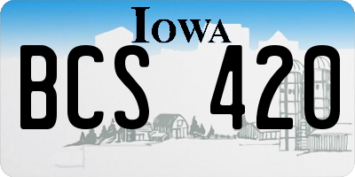 IA license plate BCS420