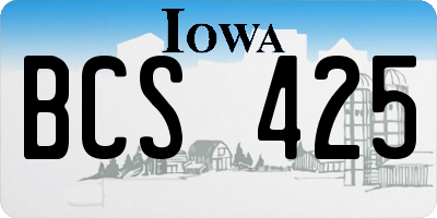 IA license plate BCS425