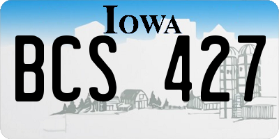 IA license plate BCS427