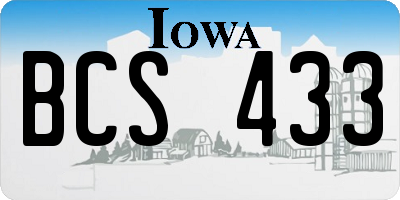 IA license plate BCS433