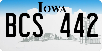 IA license plate BCS442