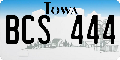 IA license plate BCS444