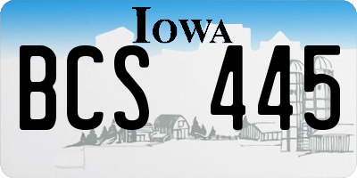 IA license plate BCS445