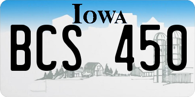 IA license plate BCS450