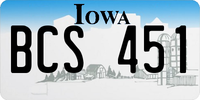 IA license plate BCS451