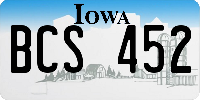 IA license plate BCS452