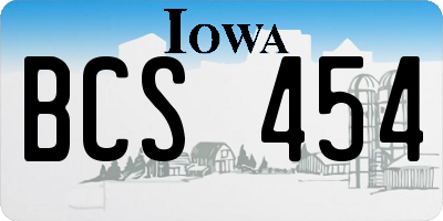 IA license plate BCS454