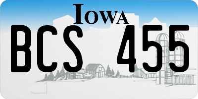 IA license plate BCS455