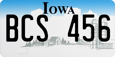 IA license plate BCS456