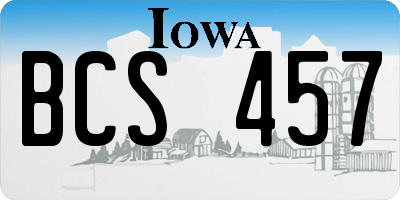 IA license plate BCS457