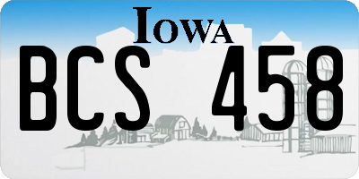 IA license plate BCS458