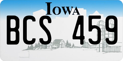 IA license plate BCS459