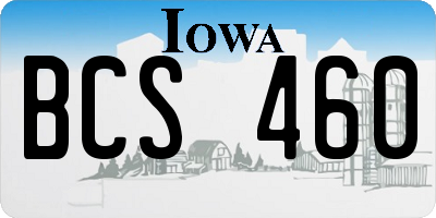 IA license plate BCS460