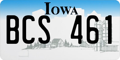 IA license plate BCS461