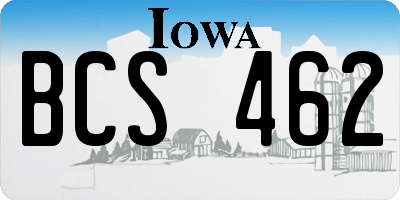 IA license plate BCS462