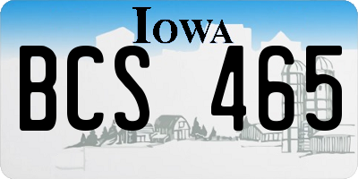 IA license plate BCS465