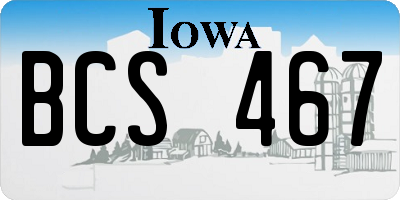 IA license plate BCS467