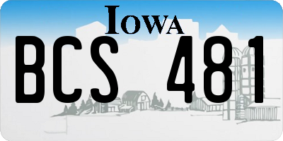 IA license plate BCS481