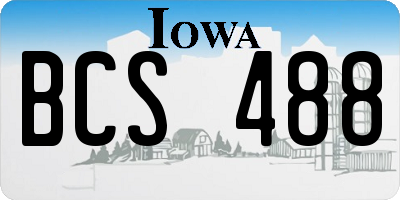IA license plate BCS488
