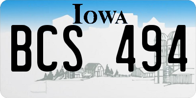 IA license plate BCS494