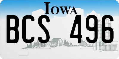 IA license plate BCS496