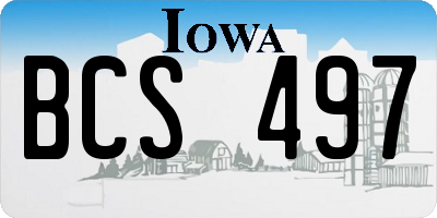 IA license plate BCS497