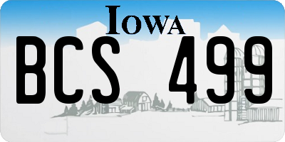 IA license plate BCS499