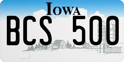 IA license plate BCS500